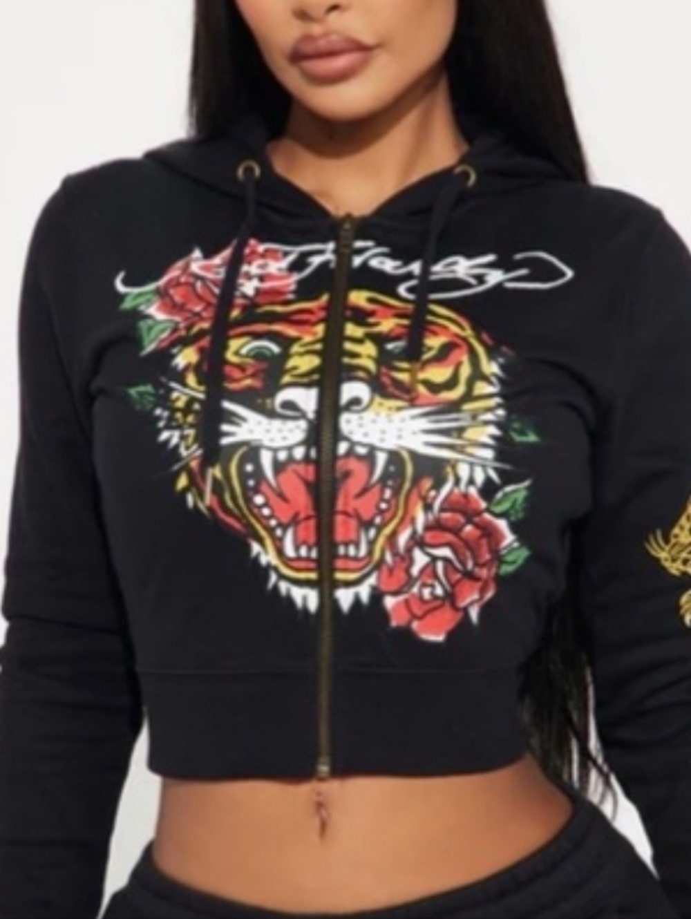Ed Hardy Retro Tiger Zip Front Hoodie size S